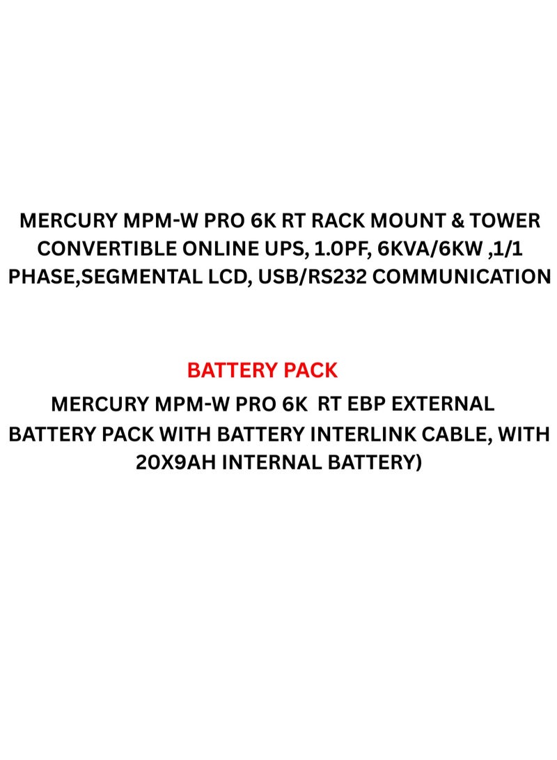 MERCURY MPM-W PRO Online UPS, 6K RT, Rack Mount and Tower Convertible - Image 5